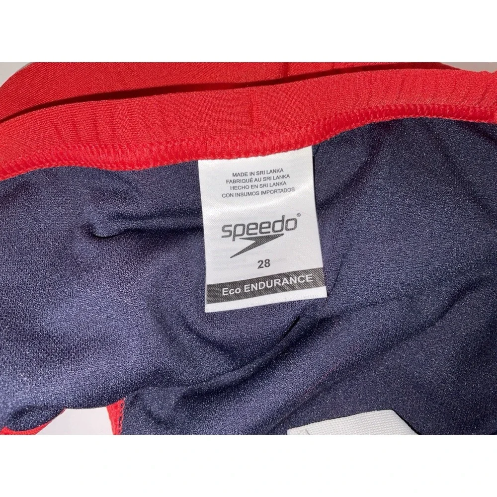 NWT Men's Speedo Vibe Collection Eco Endurance Brief Swim Trunks High Rsk Red 28